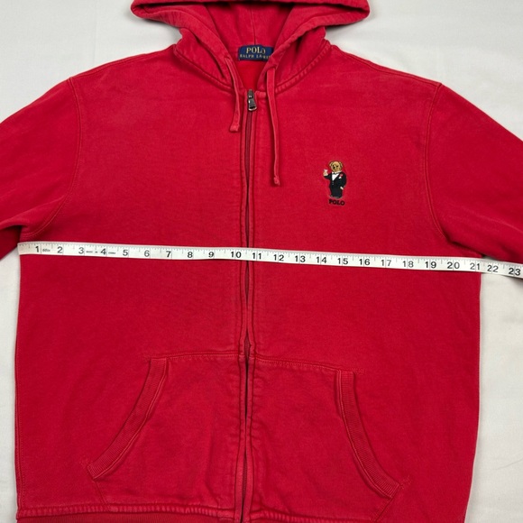 Polo Ralph Lauren Mens Tuxedo Bear Full Zip Hoodie Sweatshirt Sz Medium Red C3 - Picture 8 of 9